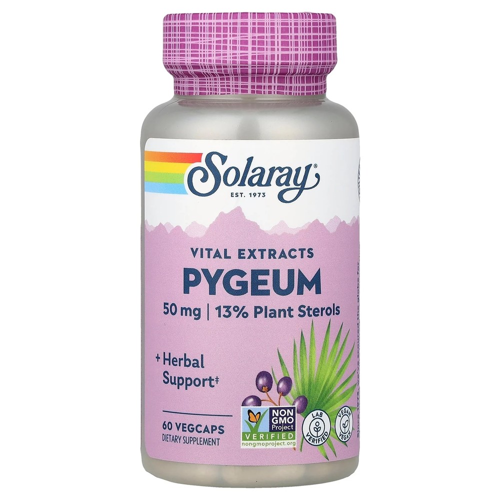 2 X Solaray, Vital Extracts, Pygeum, 50 mg, 60 VegCaps