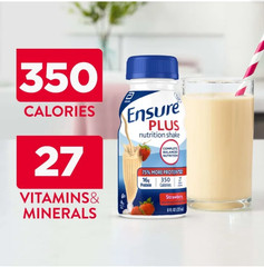 Ensure Plus Meal Replacement Shake Strawberry 16g Protein 24 Pack