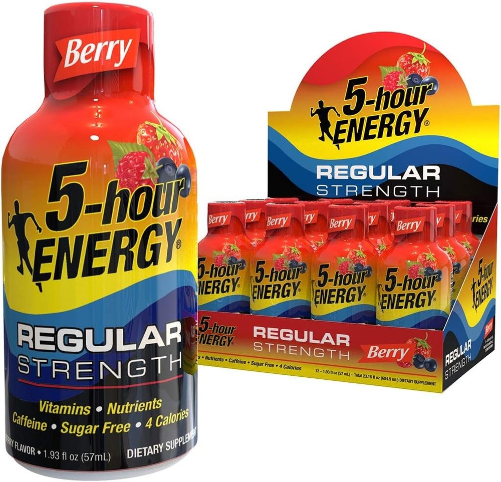 5-hour ENERGY Regular Strength, BERRY Flavor, 1.93 oz, 12 Count – EXP: 07/2027