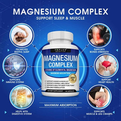 3Pack Toplux Nutrition Magnesium Complex 1000mg Supports 8 Elemental Magnesium