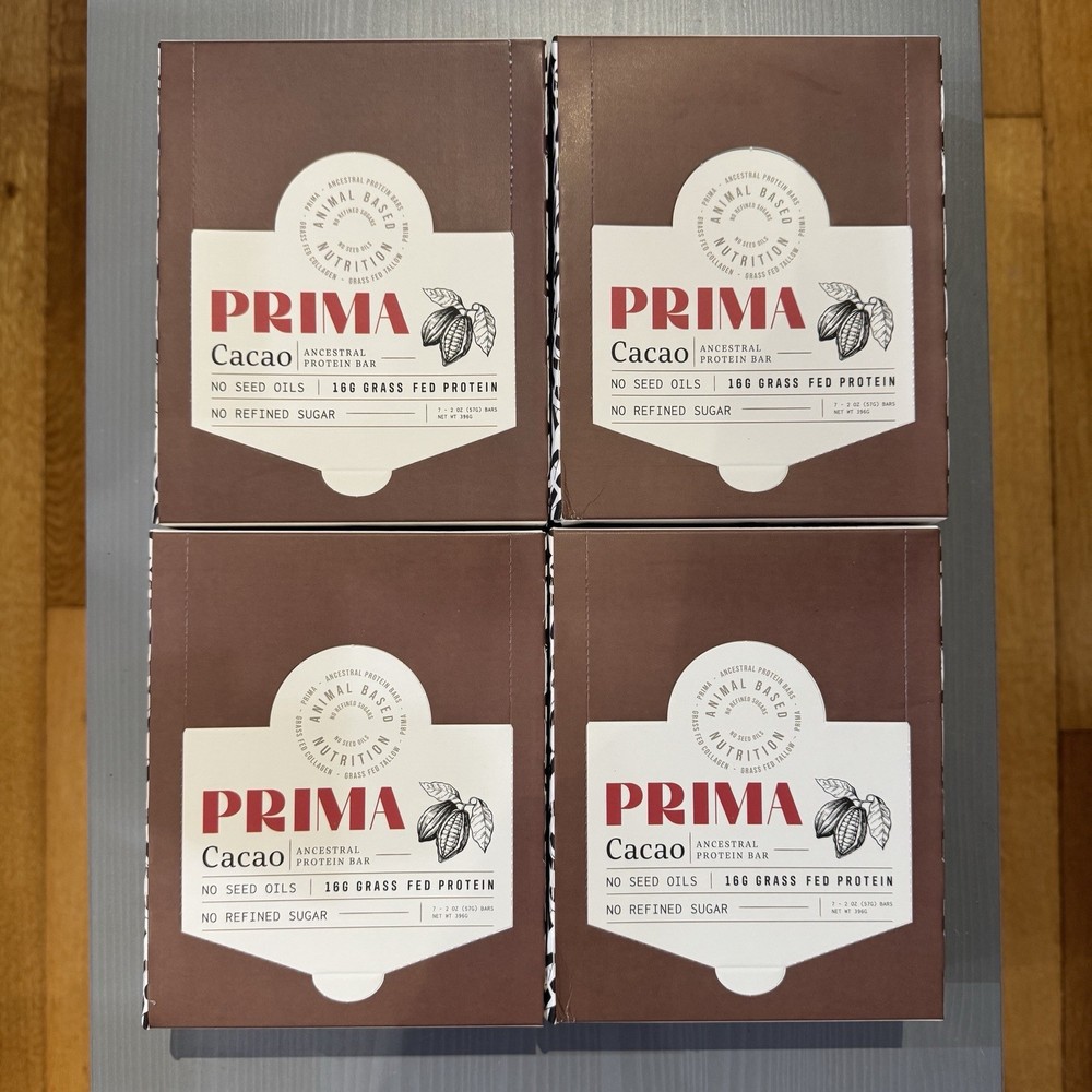 4 BOXES PRIMA Protein Bar – Cacao – V 1.0 ORIGNAL RECIPE – BRAND NEW EXP 12/2026