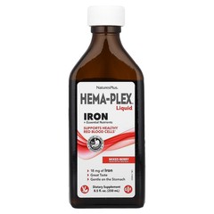 2 X NaturesPlus, Hema-Plex� Liquid, Iron + Essential Nutrients, Mixed Berry, 8.