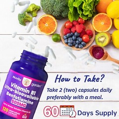 Vitamin B-1 Thiamine 500 mg, 60 Day Supply Dietary Supplement, Easy-to-Swallow