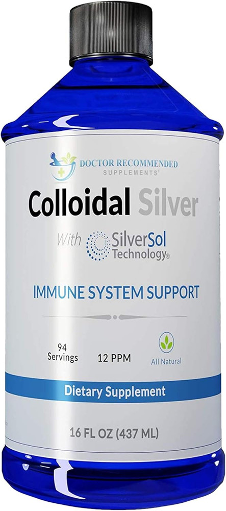 Colloidal Silver Liquid – 12 PPM Premium Silver Solution, 60 MCG per Serving, Al