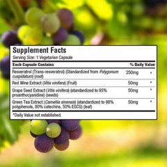 Trunature Maximum Strength Resveratrol Plus 250 mg 140 Vegetarian Capsules