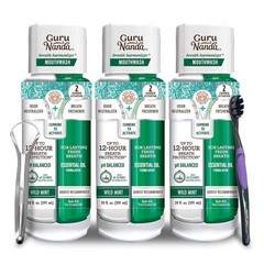 GuruNanda Dual Barrel Breath Harmonizer Mouthwash 20 Fl Oz (Pack of 3), Green