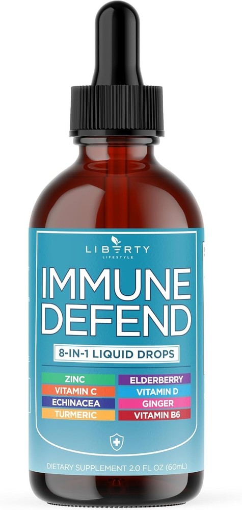 Immune Support Liquid Supplement Elderberry Turmeric Curcumin Echinacea Zinc