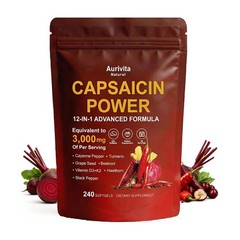 Capsaicin Softgels with Cayenne Pepper Vitamin E D3 K2 Grape Seed 240 Caps