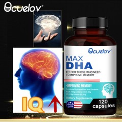 DHA Fish Oil Brain Booster IMPROVE MEMORY– Vegetarian Supplement 120 Capsules