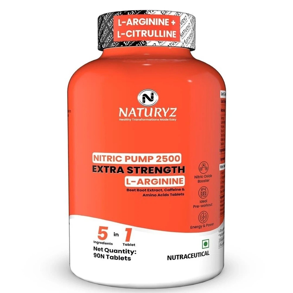 NATURYZ Nitric Pump 2500 Mg Extra Strength L-Arginine – 90 Tablets j592