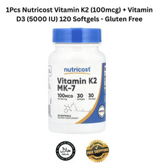 1 x 120 caps Nutricost Vitamin K2 (100mcg) + Vitamin D3 (5000 IU) -Free Shipping