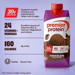 Premier Protein Shake Chocolate 30g Protein 11 fl oz 12 Ct Ready to Drink