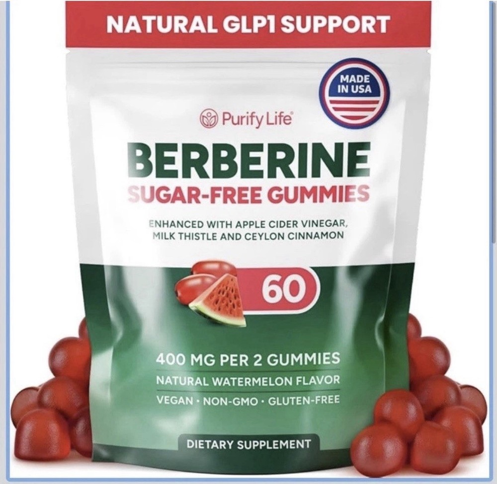 Purify Life Berberine Gummies 60ct Sugar-Free Vegan Watermelon Flavor