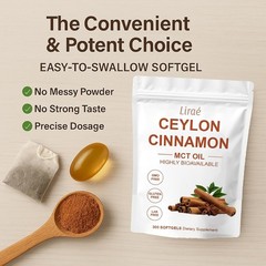 Highly Bioavailable Ceylon Cinnamon Softgels with MCT Oil – 300 Easy to Swallow