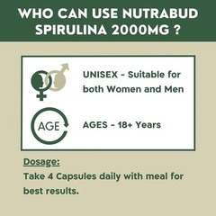 Nutrabud Organics Spirulina Capsule 2000mg per Serving 120 Veg Capsules