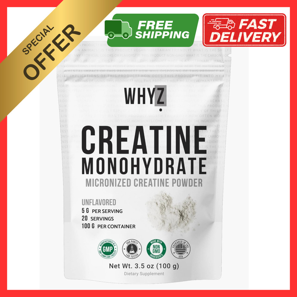 100g Creatine Monohydrate Powder | Micronized Unflavored 20 Servings