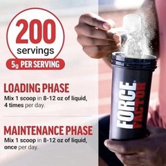 Force Factor Creatine Monohydrate Powder Unflavored 200 Servings 5g 1kg