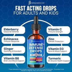 2PK Immune Defense Supplement Elderberry, Echinacea, Turmeric Curcumin, Zinc