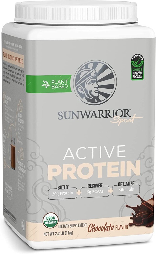 Sunwarrior Pre & Post Workout Active Protein Vegan – Chocolate Protein, 2.2 lbs