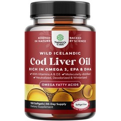 Icelandic Cod Liver Oil Softgels Wild Caught EPA DHA Omega 3 Fish Oil 100ct NEW