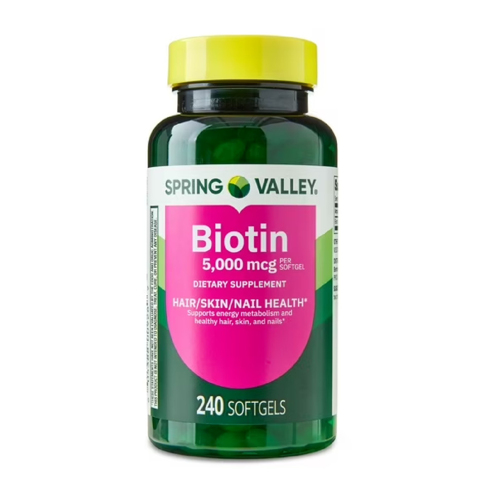 Spring Valley Biotin 5000 mcg Softgels, Hair Skin & Nails Support, 240 Count