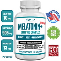Melatonin + Sleep Aid Complex – Ashwagandha, Chamomile, 5-HTP, L-Theanine 120pcs