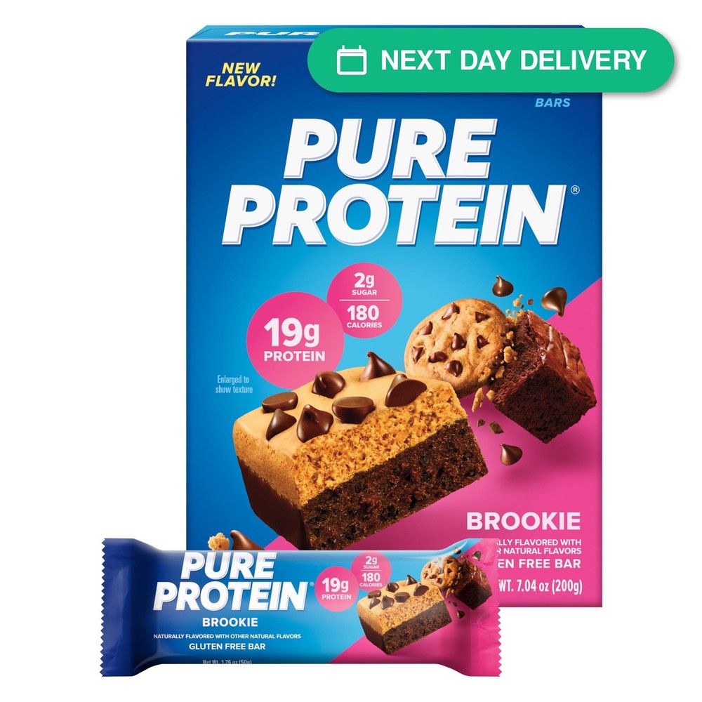 Pure Protein Brookie Protein Bars Gluten Free High Protein Snack 4 Pack 19g