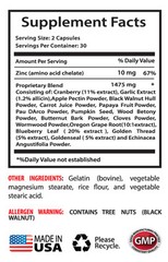 Candida Clear Supplement – Anti Parasite Cleanser 1485mg – Wormwood Seeds 2B
