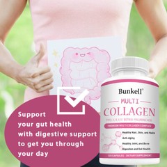 Collagen Peptides Type I, II, III, V, X 2000mg Anti-Aging Skin 120 Capsules