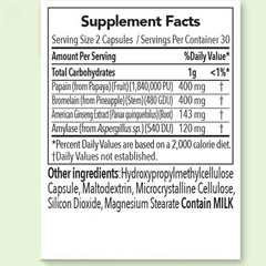 Digestive Support Papain, American Ginseng, Bromelain 60 Capsules