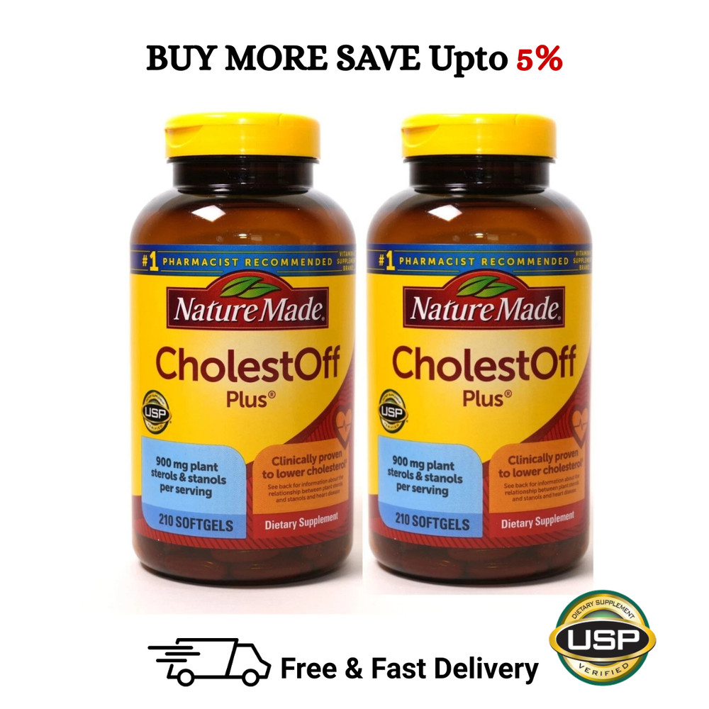 2 Pack Nature Made CholestOff Plus 900 mg 210 Softgels Lower Cholesterol
