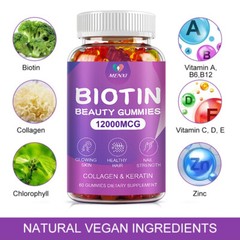 Biotin Collagen Gummies 12000Mcg – Maximum Potency for Hair, Skin, Nails