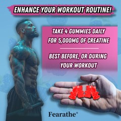 Creatine Monohydrate 2500mg- Increase Strength & Build Muscle, 60 Gummies