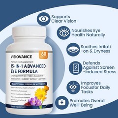 VisioVance 15 in 1 Advanced Eye Formula, Eye Vitamin and Mineral Supplement w…
