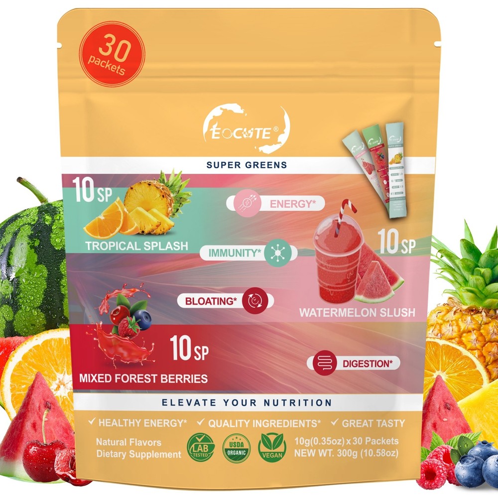 Super Greens Powder Reduce Bloat Digestive Health & More 3 flavors-30 packets