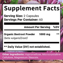 Beetroot Capsules 1000mg (Beta vulgaris) Organic Beet Root Dietary Supplement
