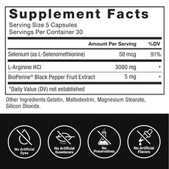 Force Factor L-Arginine 3000 MG, Extra Strength Nitric Oxide & Circulation Boost