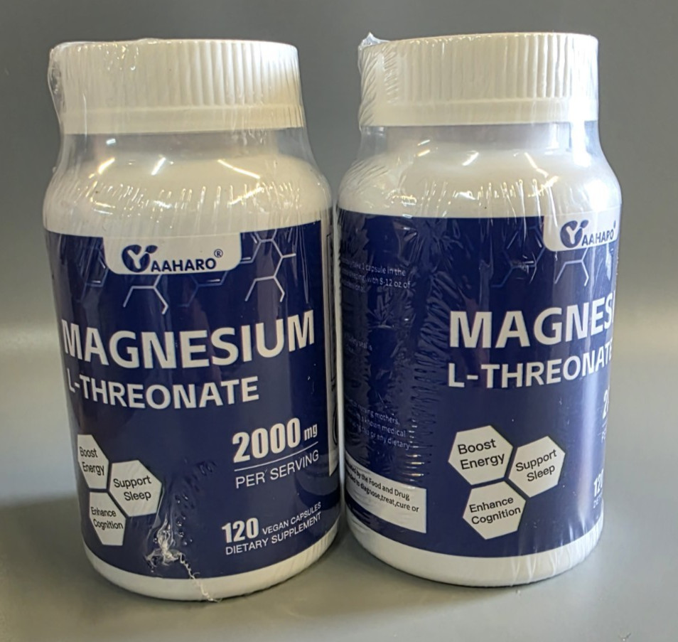 2 PACK Magnesium L Threonate – 120x Capsules – 2000 MG per Serving – Non-GMO
