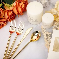 Rubtlamp 180Pcs Gold Plastic Silverware,Luxury Gold Plastic Cutlery,Heavy duty
