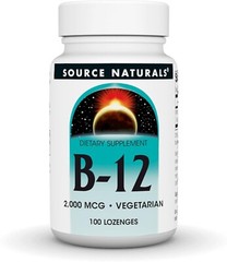 Source Naturals B-12 2000 mcg 100 Lozenges Dairy-Free, Egg-Free, Gluten-Free,