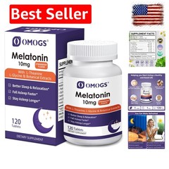 Melatonin, Fast Dissolve Melatonin 10mg Tablets, with L-Theanine, L-Glycine &…