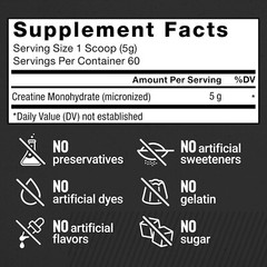 Force Factor Creatine Monohydrate Powder, 5 grams per serving, 60 Servings