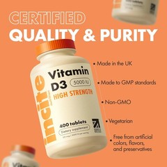 Vitamin D3 5000Iu VIT D3- 400 Easy Swallow Micro Tablets, High Strength US Stock