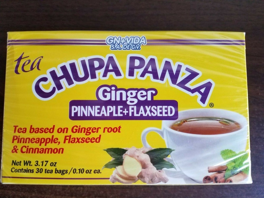TEA CHUPA PANZA GINGER PINNEAPPLE & FLAXSEED GN VIDA 30 TEA BAGS ORIGINAL 08/28