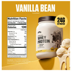 Levels Grass Fed Whey Protein Vanilla Bean 1.48lb 24g Protein No Artificial