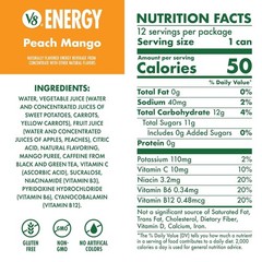 Deliciously Energizing Peach Mango Drink – 80 mg Caffeine, 12 x 8 oz Cans