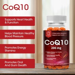 Coenzyme CQ10 200mg Heart Health Support, Increase Energy,120 Capsules