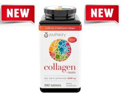 NEW! Youtheory Collagen Advanced Formula Tablets with 18 Amino Acids 390 Piece