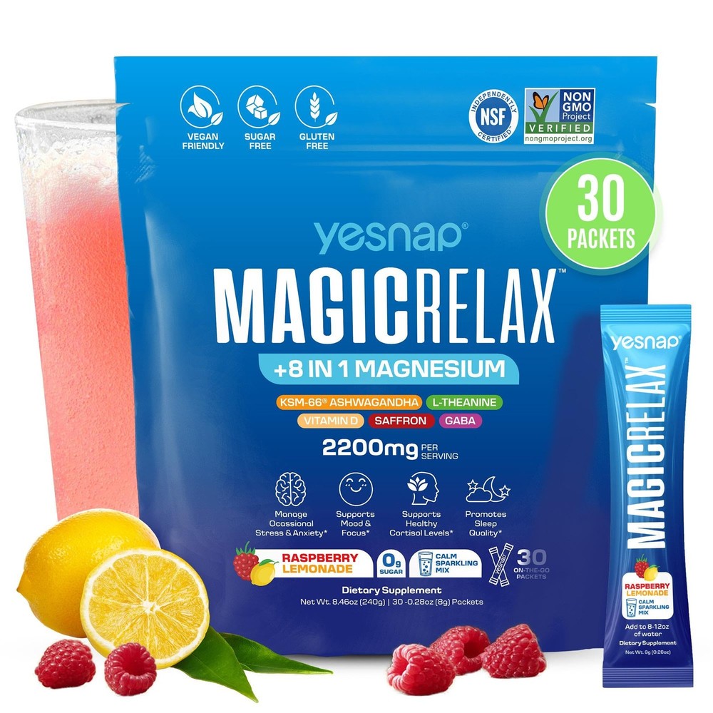MAGICRELAX Calming Sparking Mix 8in1 Magnesium KSM66 Ashwagandha Saffron Vita…