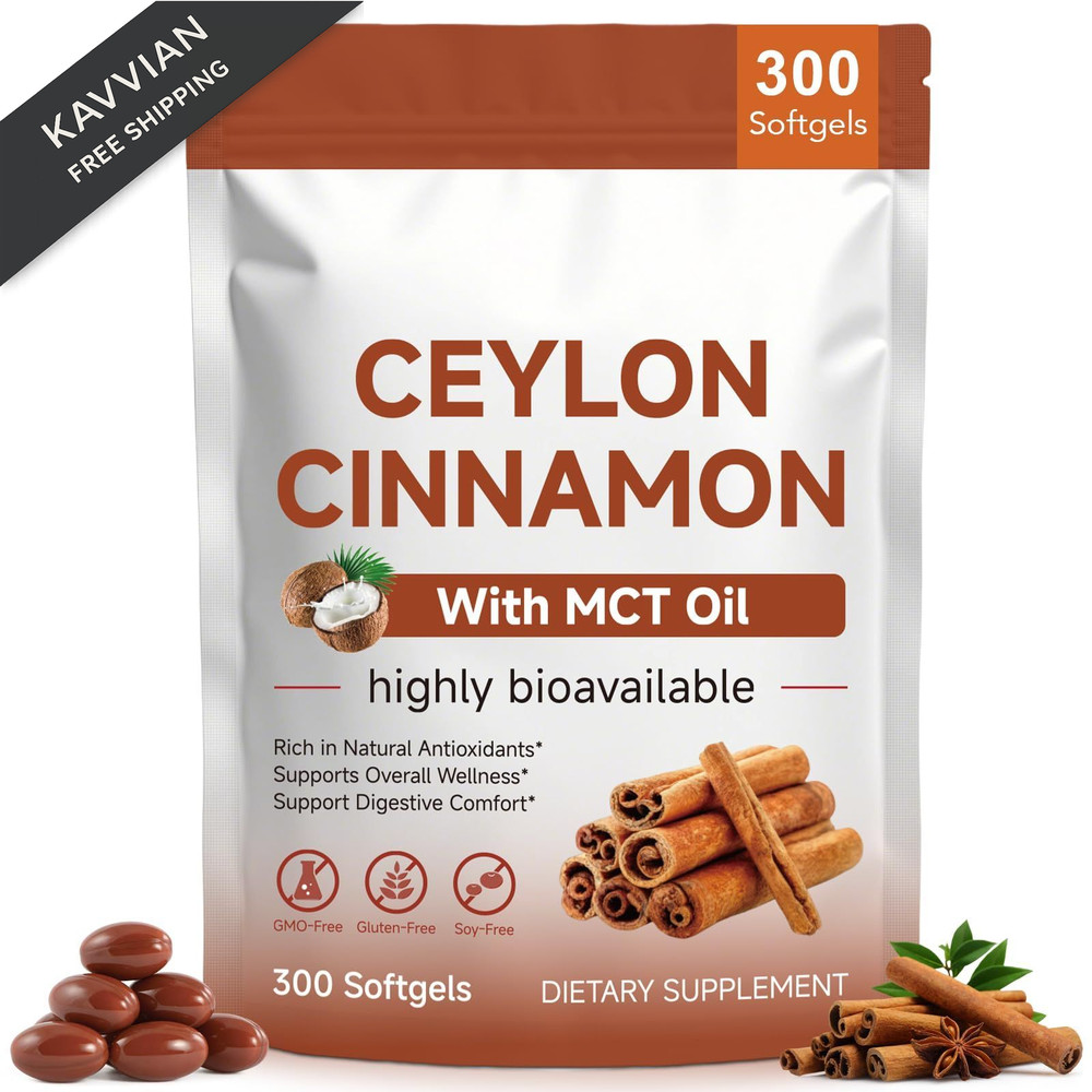 ZXJQLOS Ceylon Cinnamon Softgels with MCT Oil – 300 300 Count (Pack of 1)